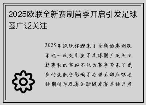 2025欧联全新赛制首季开启引发足球圈广泛关注